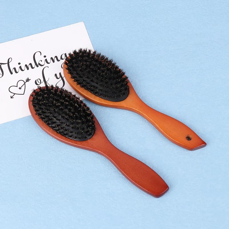 Spazzola per capelli in setole di cinghiale da donna, pettine in legno districante e lisciante, accessori da barbiere
