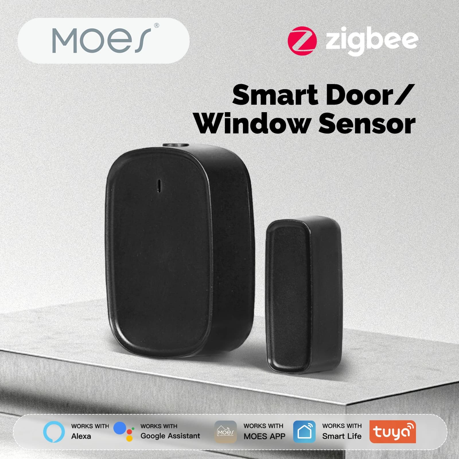MOES Tuya Smart ZigBee Rilevatore sensore finestra/porta App Controllo remoto Sistema di allarme di sicurezza domestica intelligente Supporto Alexa Google Home