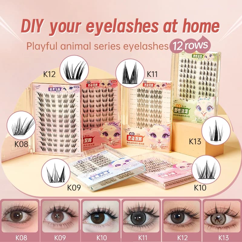 Yelix DIY Cluster Extension Eyelashes Segmented swallowtail Eyelashes Natural Soft Faux Eyelashes Supplies for daily makeup