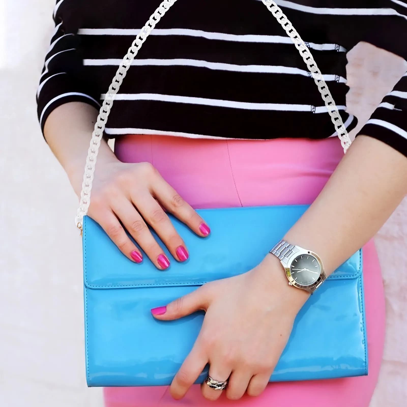 1Pcs Premium Detachable Bag Chain Strap for Cross Body Purses Clutches Mini Handbags Fashionable Lightweight Strong Acrylic Bag