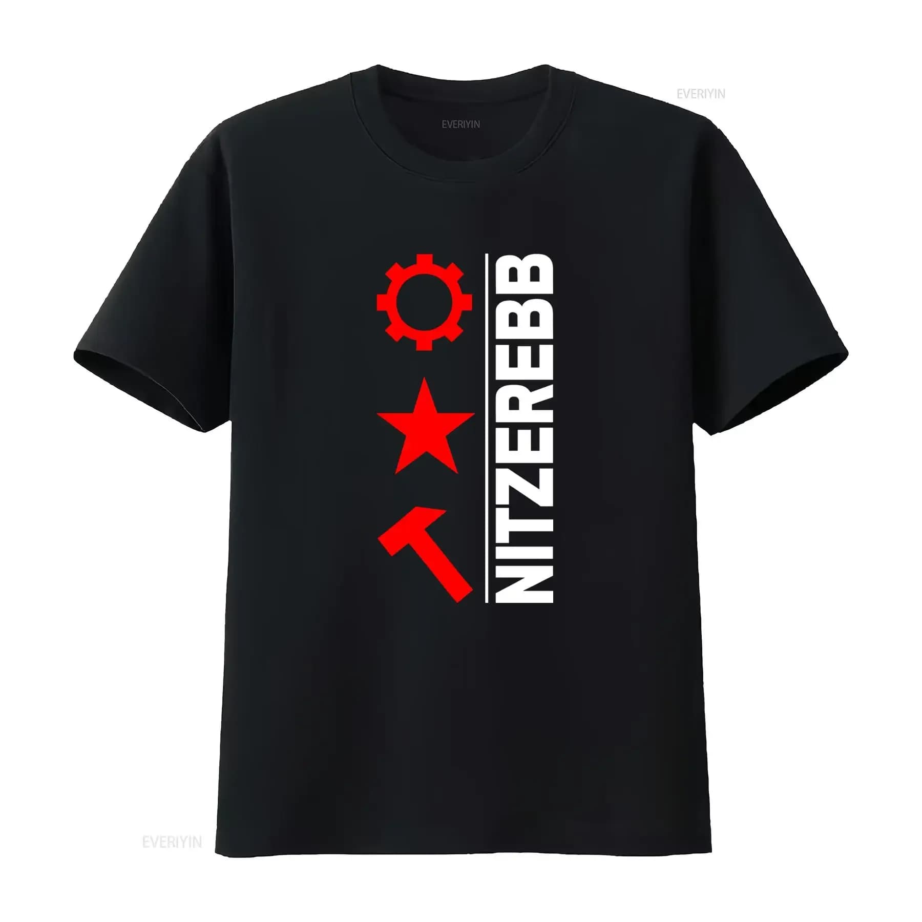 Nitzer Ebb vintage t-shirt with industrial graphics, EBM style, aged effect washing, unisex, versatile, elasticized, for everyday