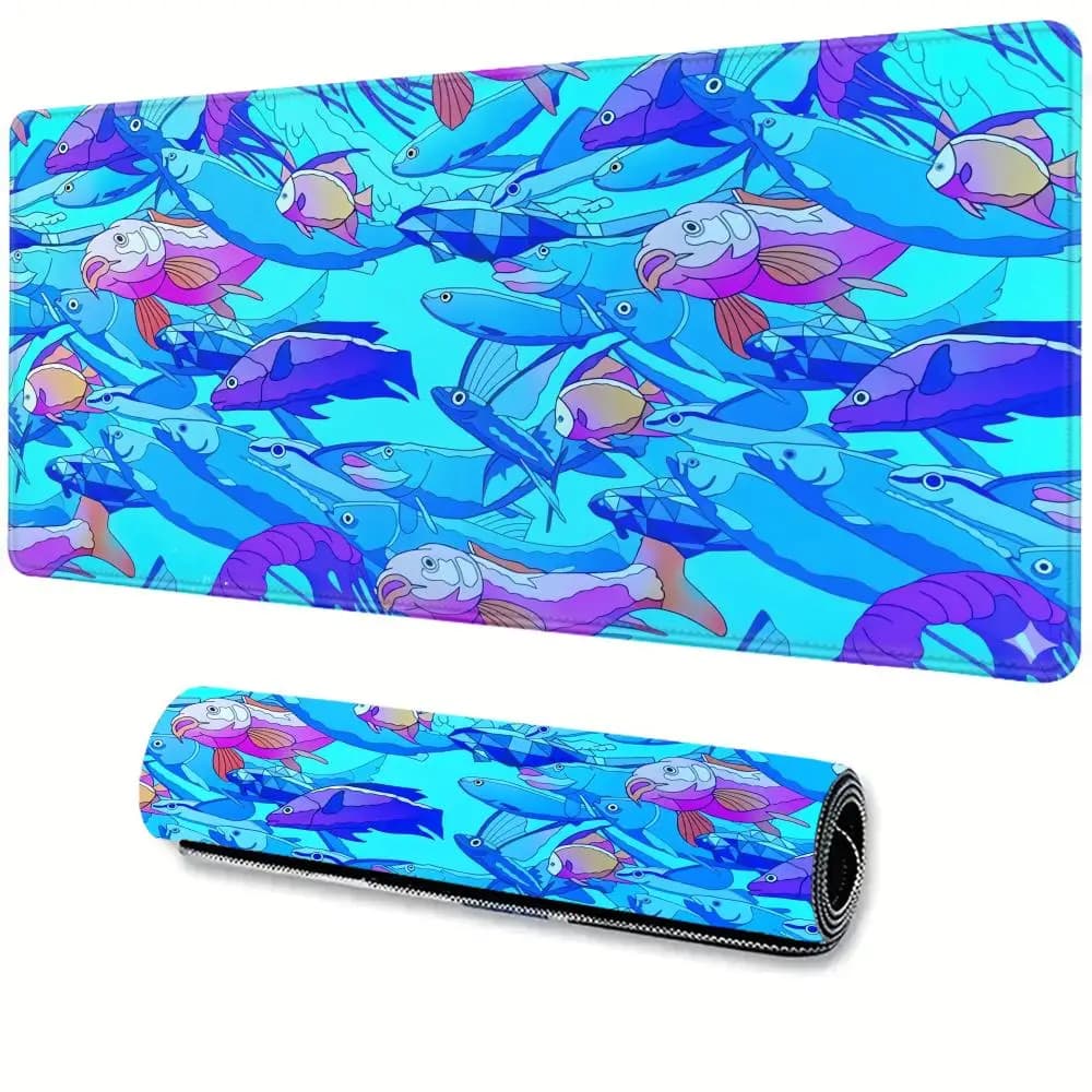 Rubber Mouse Mat with Fish HD Printing, Gamer Accessories, Laptop and Office Desk Mat, Soul Play Mat