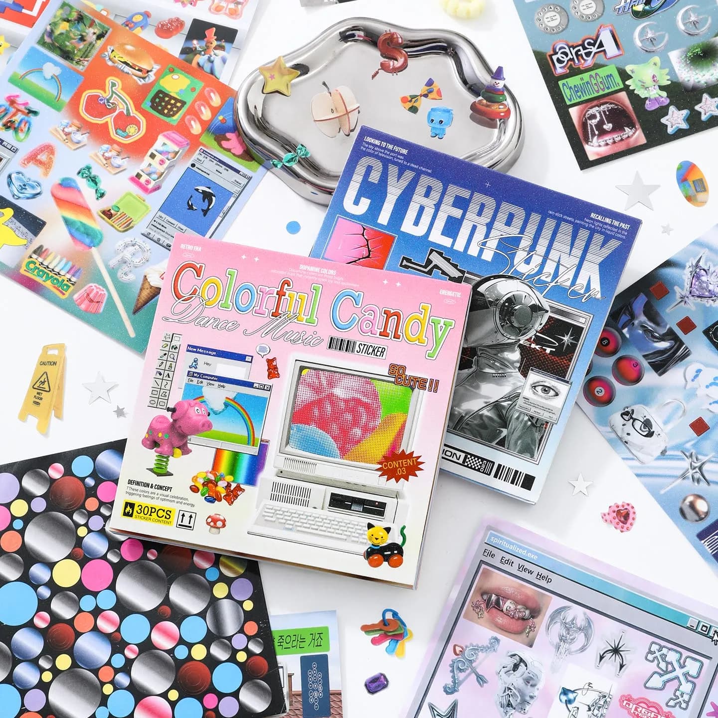 Book of 30-sheet stickers, Retro and Future series, die-cast adhesives, photo frame, desk decoration, stickers for return to school
