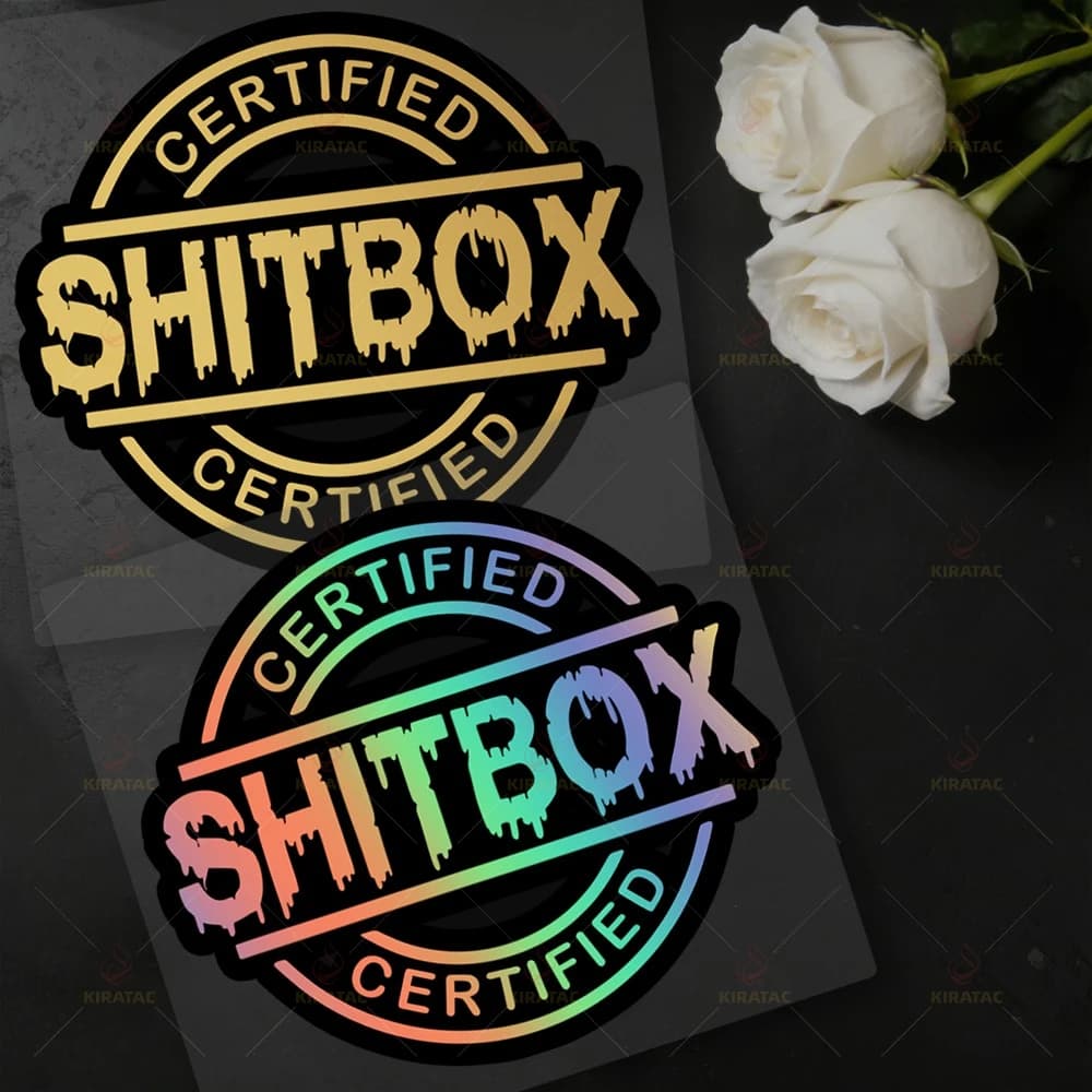 1PC Adesivo Divertente Certificato 'Shitbox' per Auto - Decalcomania in Vinile Impermeabile per Finestrino, Bagagliaio, Casco Moto, Carenatura, Scooter