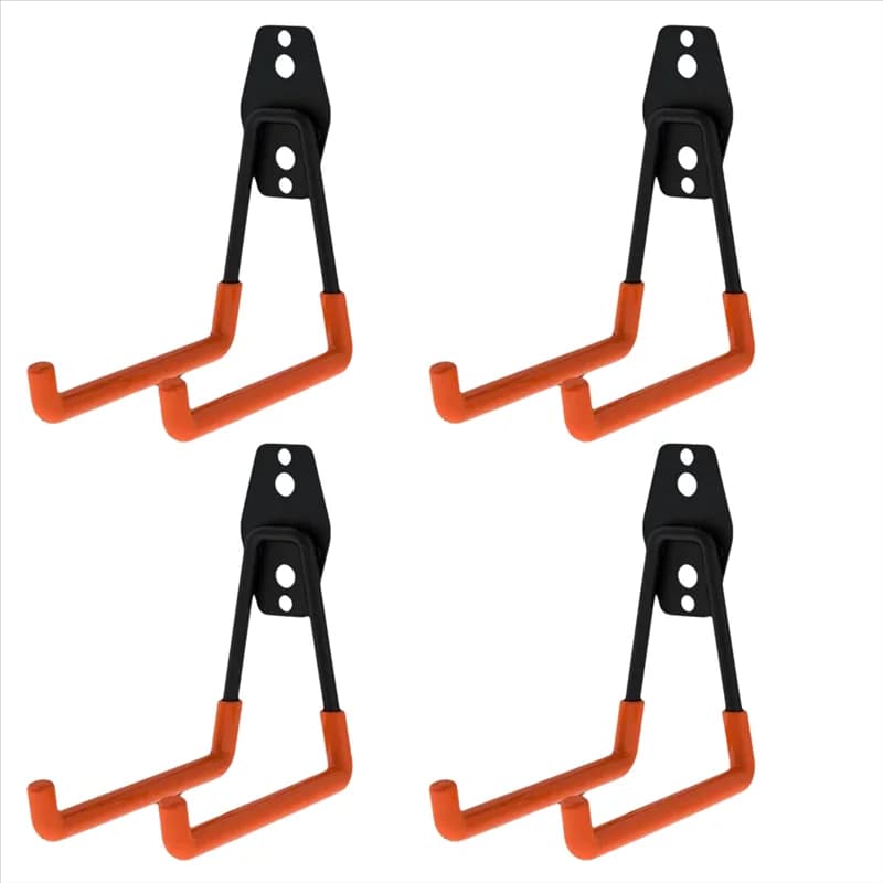 B97A-Versatile organizzatore per garage con gancio in metallo da 4 pezzi per appendere biciclette, soluzione di archiviazione per montaggio a parete antiscivolo
