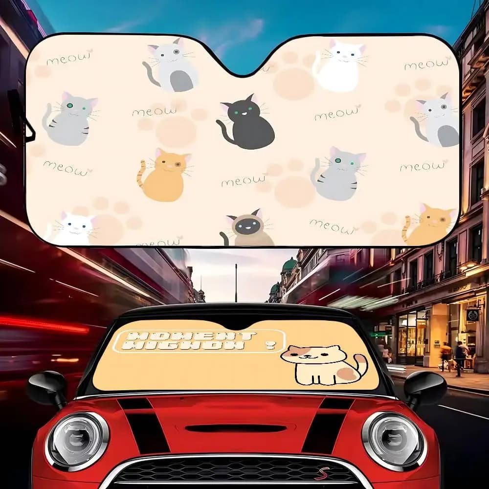 Parasole per Auto a Forma di Gatto Divertente e Carino, Copertura Anteriore Pieghevole, Accessori Auto che Bloccano i Raggi UV