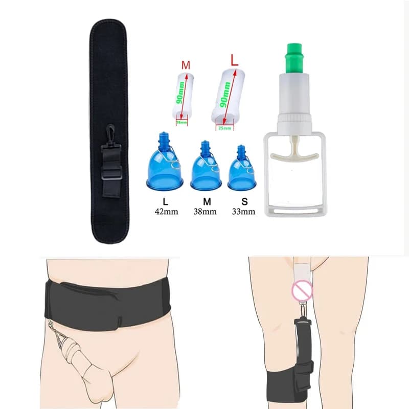 Estensore per esercizi fisici del pene maschile Strumenti del sesso per gli uomini Pompa per vuoto Cintura per l'ingrandimento del pene Manicotto per tazza per barella del pene