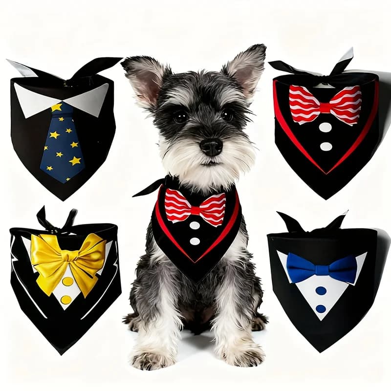 Set Bandana Formale per Cani, Papillon Elegante per Animali Domestici, Accessorio per Costume da Matrimonio o Festa di Compleanno, Fazzoletto Lavabile