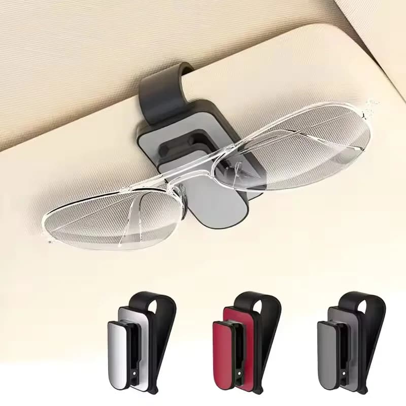 Porta occhiali da sole per auto in metallo da 1pv, clip multiuso per visiera parasole per biglietti/carte, organizer per interni auto