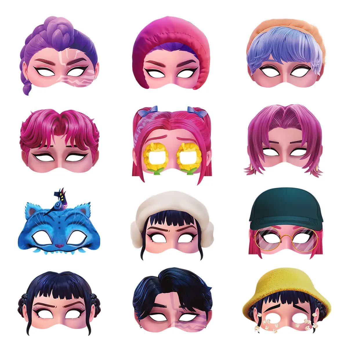 12 pz/set Demon Hunters Decorazione del partito Occhiali di carta Maschere Foto Puntelli Cosplay Forniture per feste di buon compleanno per bambini