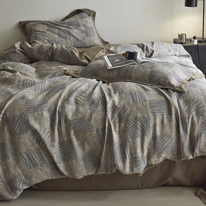 New cotton washed cotton jacquard four-piece set - pencil grid