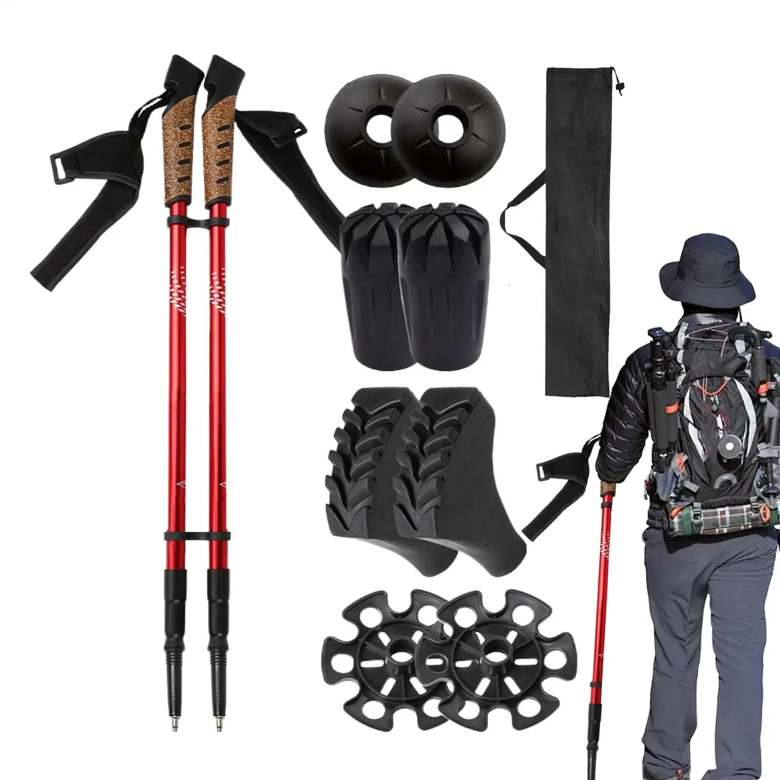Trekking poles Pleasant walking poles Aluminum alloy trekking poles 1 set Multifunctional design for backpack in mountain shoulder