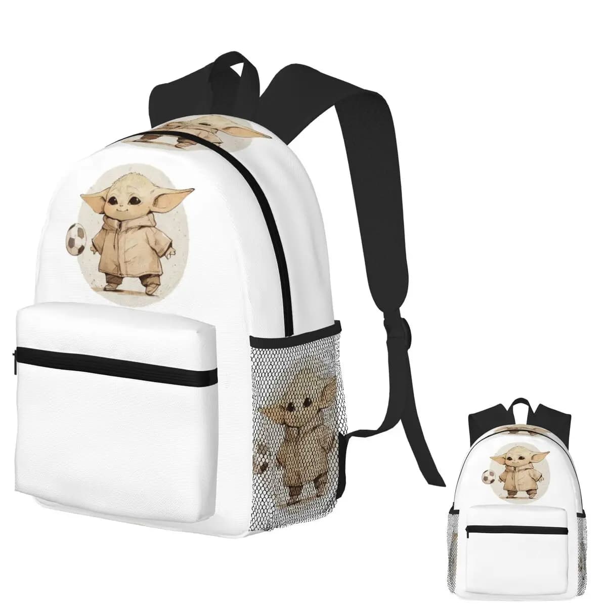 Baby Yoda che gioca al calcio Zaino per studenti Borsa da scuola Zaino da viaggio per escursionismo per uomo Donna Borse a tracolla per libri alla moda
