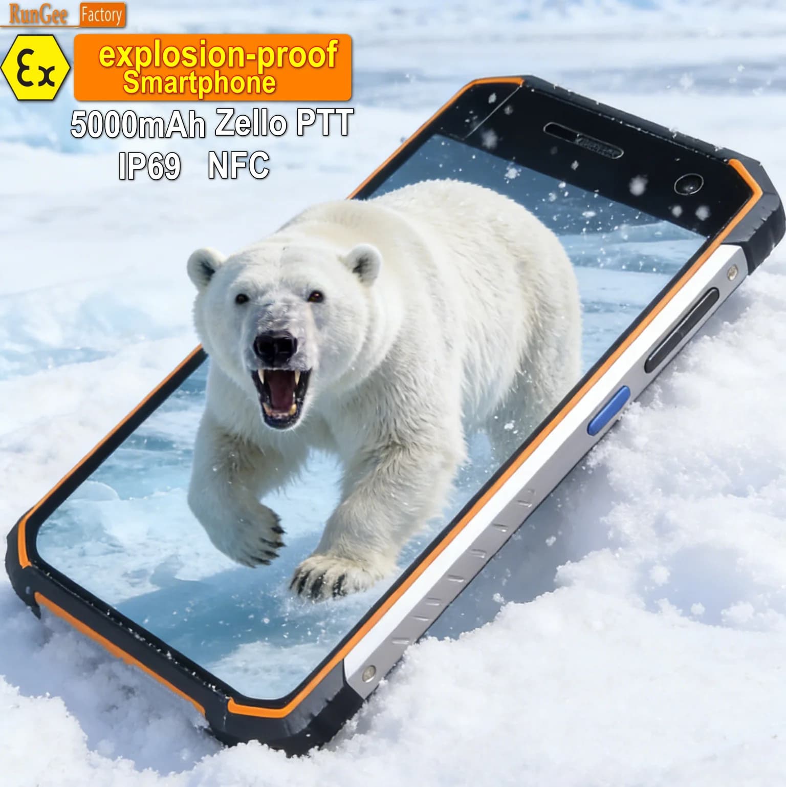 Telefono robusto Zello PTT: IP69 Impermeabile 5,5" Guanto-Touch Screen 5000mAh 13MP Fotocamera 3GB+32GB NFC 4G LTE Telefono industriale