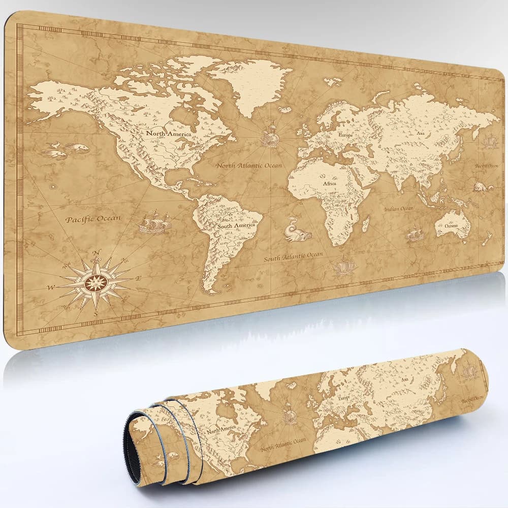 Desktop mappa Vintage, vecchia mappa del mondo Gaming Mouse Pad Laptop Office Home Mousepad Gamer tastiera tappeto computer tappetini per Mouse