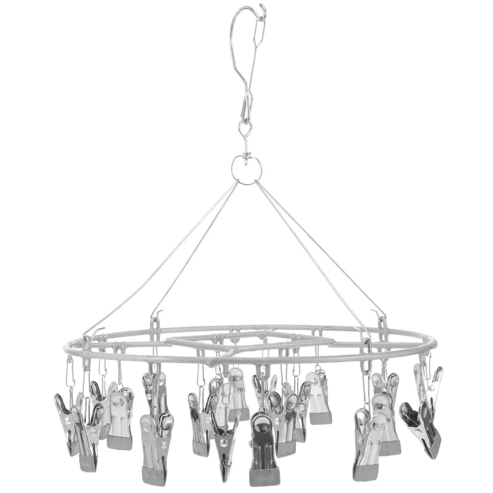 Stainless steel hanger with 20 Clips, Anti-wind coat rack, Socks, Underwear, Hats, skirts