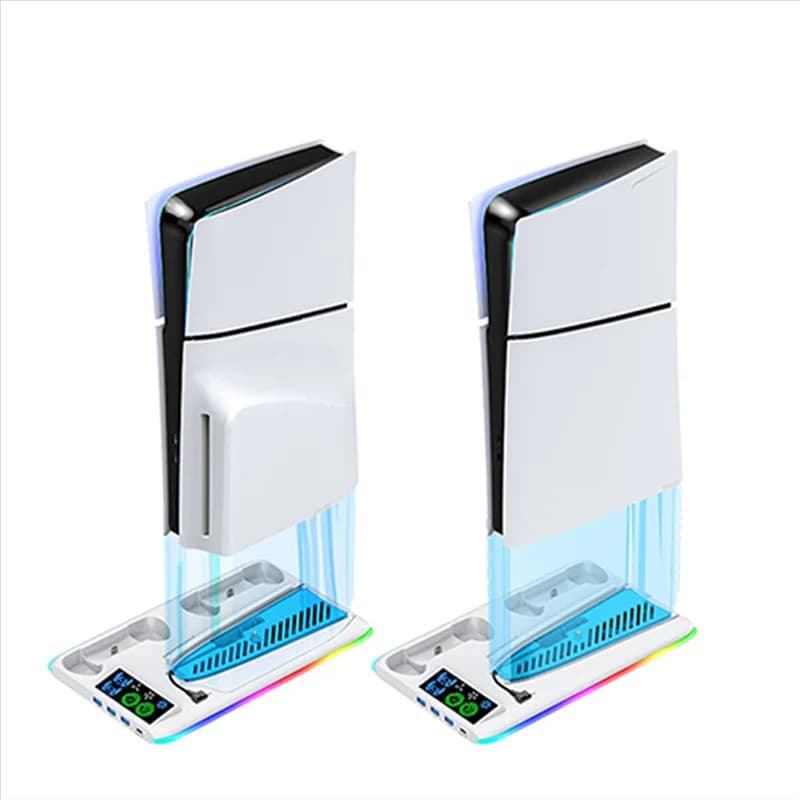 Supporto di raffreddamento per giochi AT41 per Sony PS5 Slim Pro Supporto per console Supporto base Ventola di raffreddamento Accessori da gioco RGB