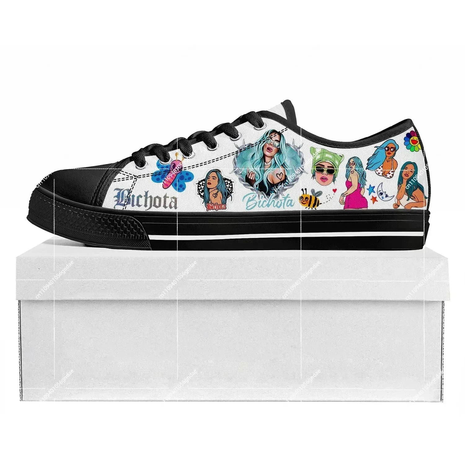 Karol G Bichota Low Top Sneakers da uomo, da donna, per adolescenti, in tela, scarpe casual per coppie, scarpe personalizzate, nere