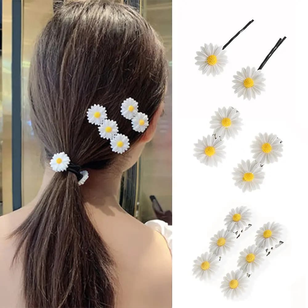 Yellow Cute White Women Flower Girls Hairpins Hair Clips Barrettes Flower Clip