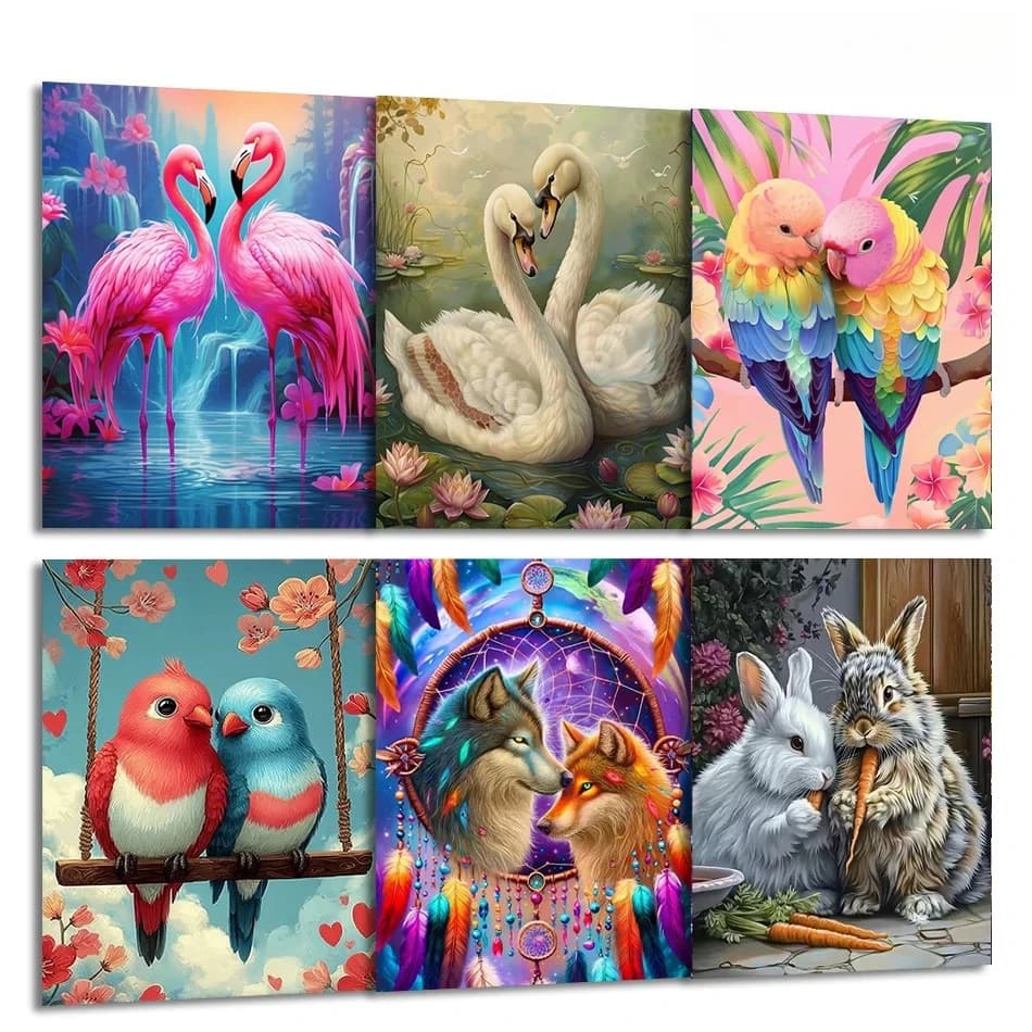 1pc frameless Painting By Numbers Draw For Adults Valentines Day Gift couple Animals Handwork Acrylic Paints Framed Drawing On C