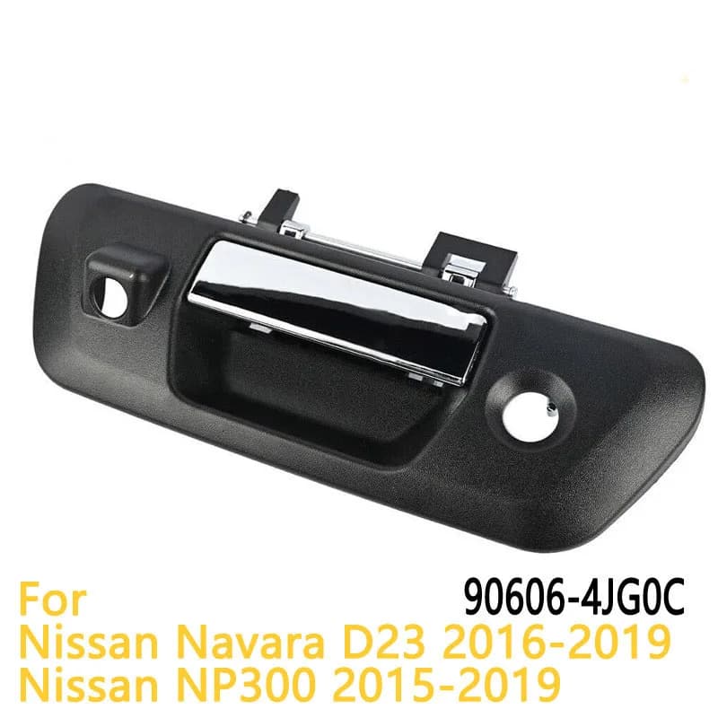Maniglia del portellone posteriore con foro per fotocamera e foro per chiave per Nissan Navara D23 2016-2019 NP300 2015-2019 OEM No.90606-4JG0C / 90606-4JG0B