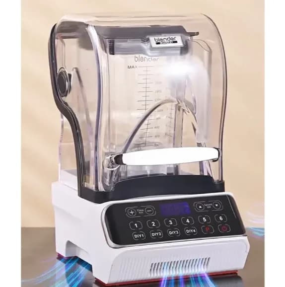 Professional commercial blender with 1800 W brushless DC motor. Soundproof portable blender for home and hotel use