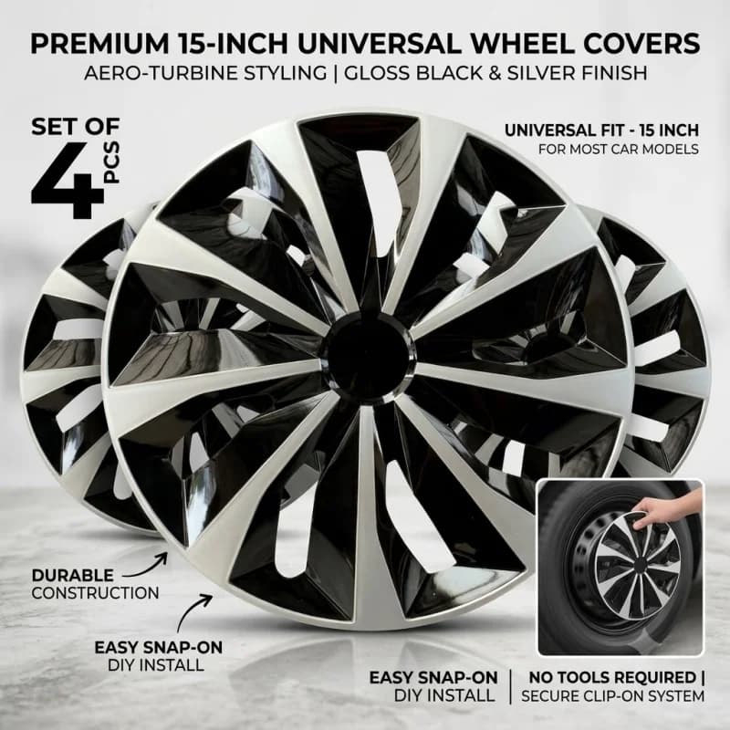 4Pcs 15 Inch Universal Car Hubcaps Auto Wheel Covers Rim Protector Decorative Styling Accessories Silver White Red 15TT Fitments