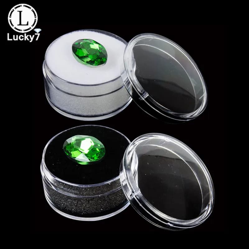 10 pz/lotto Trasparente Rotondo Strass Scatola di Perline di Plastica Custodia per Gioielli Scatola di Immagazzinaggio Gemma Organizzatore di Imballaggio