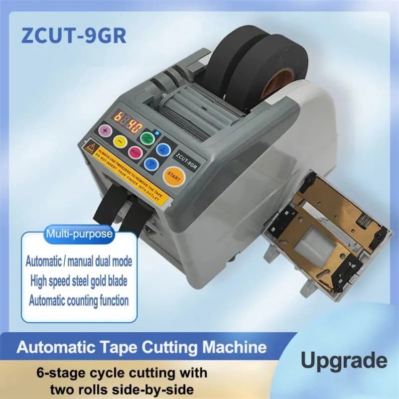 Dispenser Automatico Elettrico per Nastro Adesivo con Taglierina, Larghezza 6-60mm, Macchina per Taglio di Nastro in Vinile, Fibra e Foglio ZCUT-9GR