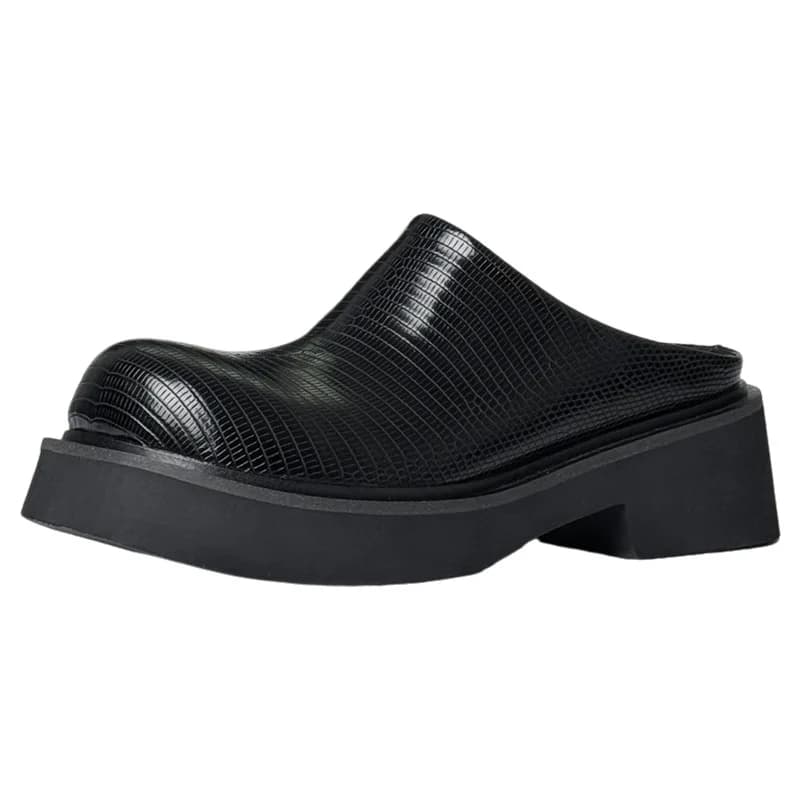6 Cm Height Mens Fashion Slippers Luxury Genuine Leather 2026 Summer New Elegant Black Outdoor Business Half Shoes Man Size 44