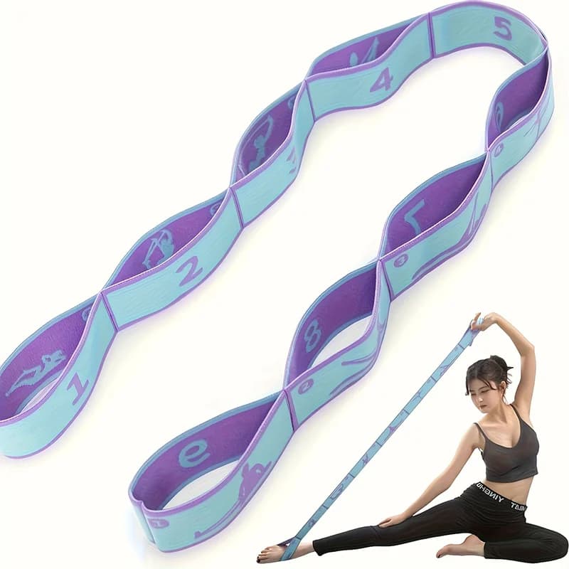 Fasce di resistenza numerate a 8/12 anelli con guida Cinghie elastiche viola blu rosa per yoga Pilates Home Gym Pull-Up Training Band