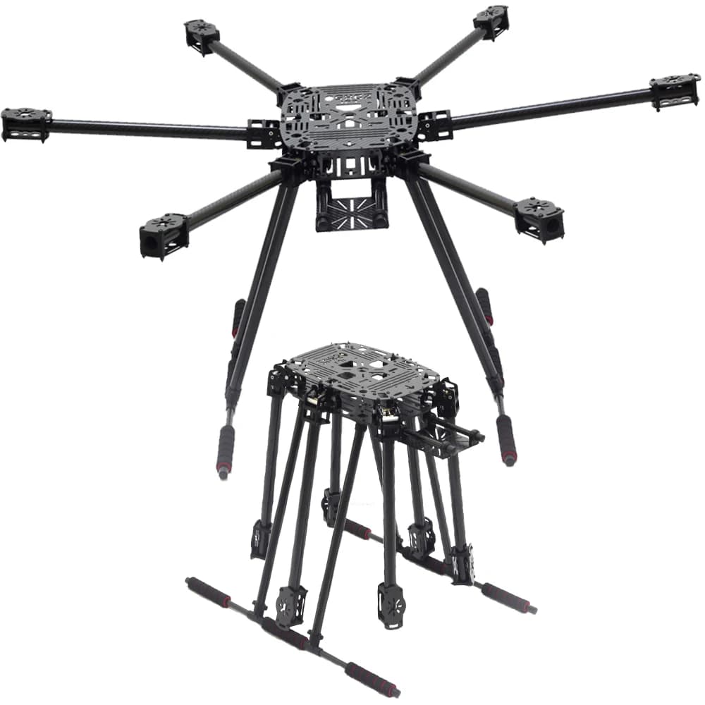 Kit Telaio FPV ZD850 in Fibra di Carbonio Completo con Carrello di Atterraggio Non Pieghevole e Braccio Pieghevole per Aeromobile FPV DIY Esacottero