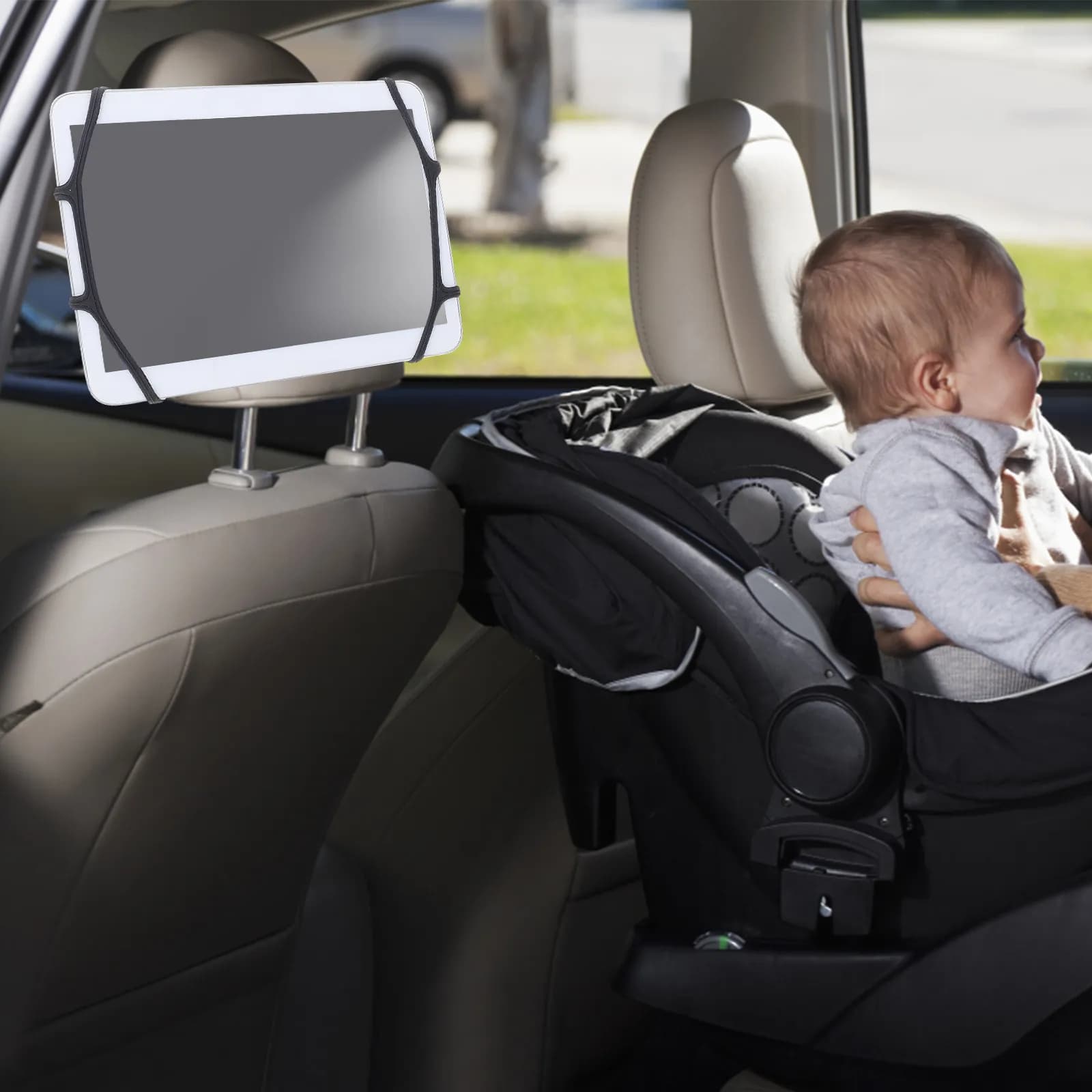 Car Headrest Tablet Stand Universal Stretchable for 7-10.5 Inch Tablets Telescopic Arm Stable Tablet Bracket for Rear Seat