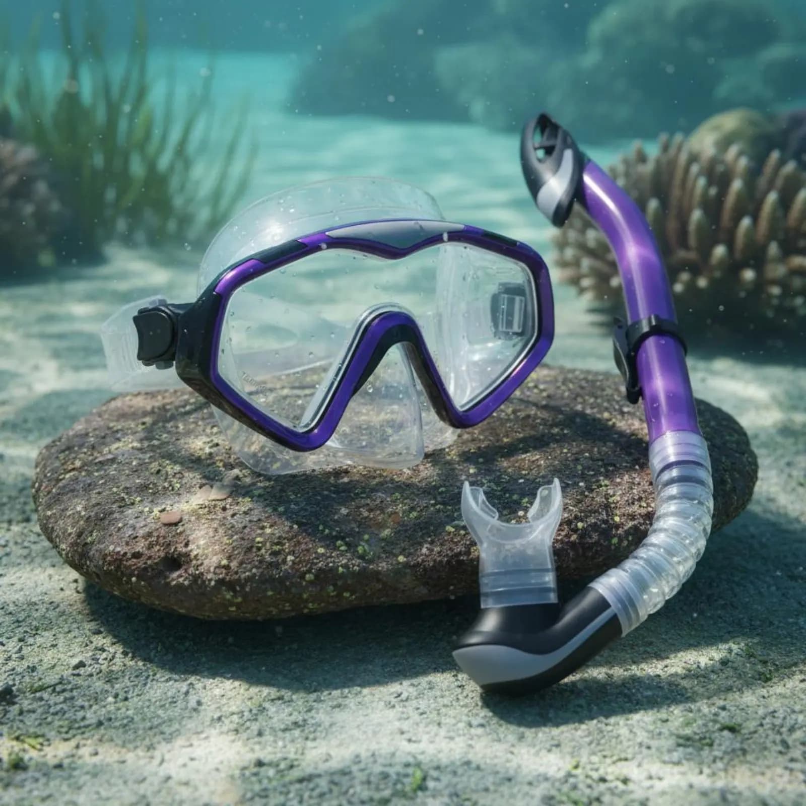 Set of 2 Breathing Tubes with Adjustable Strap, Snorkeling and Diving Equipment, Visiera and Silicone Food Pipe