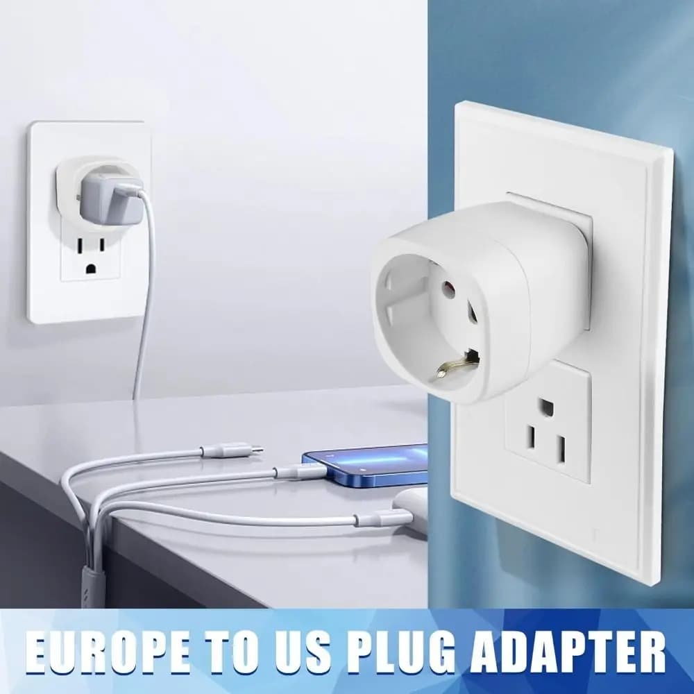 Portable Multi-Purpose EU Plug Adapter Compact Universal Travel Adapter Lightweight Outlet Adapter UK/EU/AUS/CN