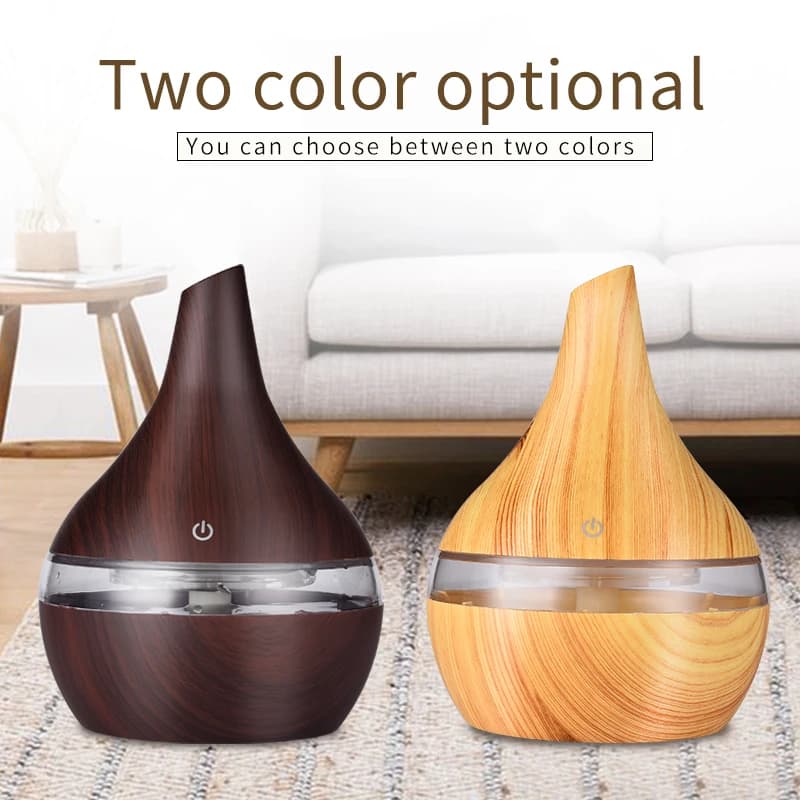 Umidificatore Elettrico saengQ, Diffusore di Aromi in Legno, Umidificatore ad Ultrasuoni per Oli Essenziali, Generatore di Nebbia Fredda per Casa