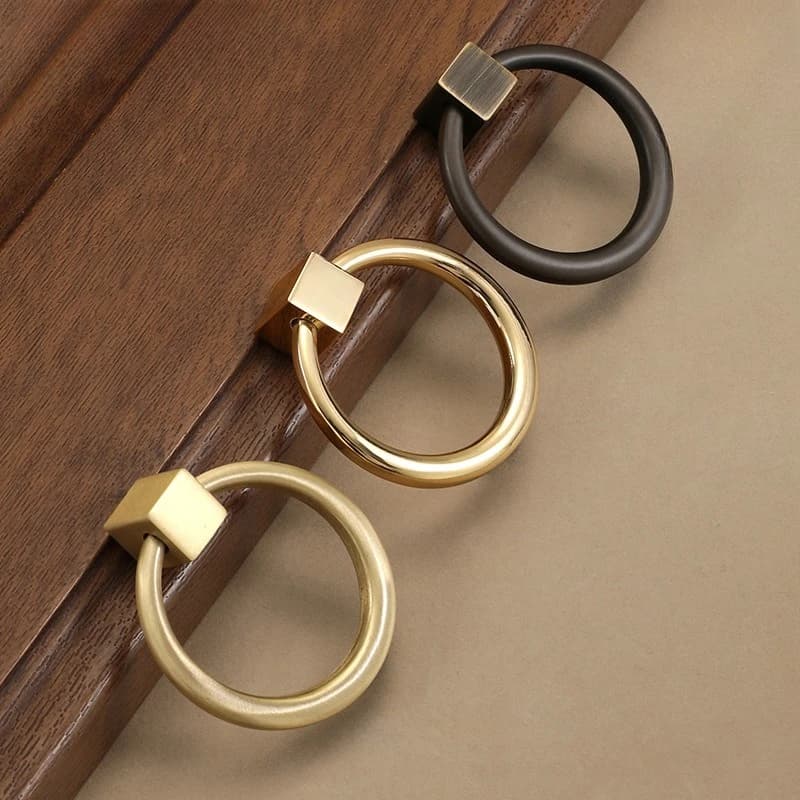 Maniglie circolari Maniglie per porte in rame color oro Tira pomelli per cassetti dell'armadio per ferramenta per mobili