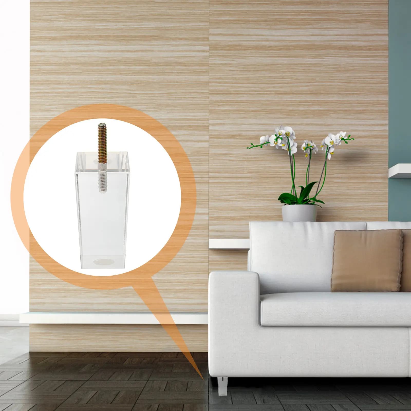 Gambe per Mobili in Acrilico Trasparente, Design Moderno e Minimalista per Tavoli, Scrivanie, Divani, Armadi, Regolabili in Altezza, Sedia Trasparente