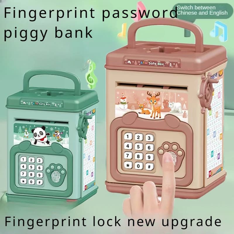 Salvadanaio con impronta digitale Salvadanaio elettronico ATM per monete Cassaforte per contanti Grande salvadanaio Blocco password per bambini