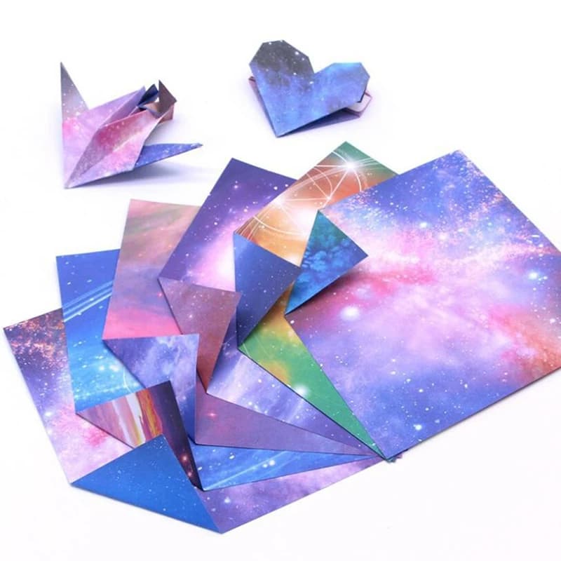 60/65Pcs Space Star Flower Origami Paper Double Sided Folding DIY Papers Craft Handicraft Materials Suppliers Party Supply