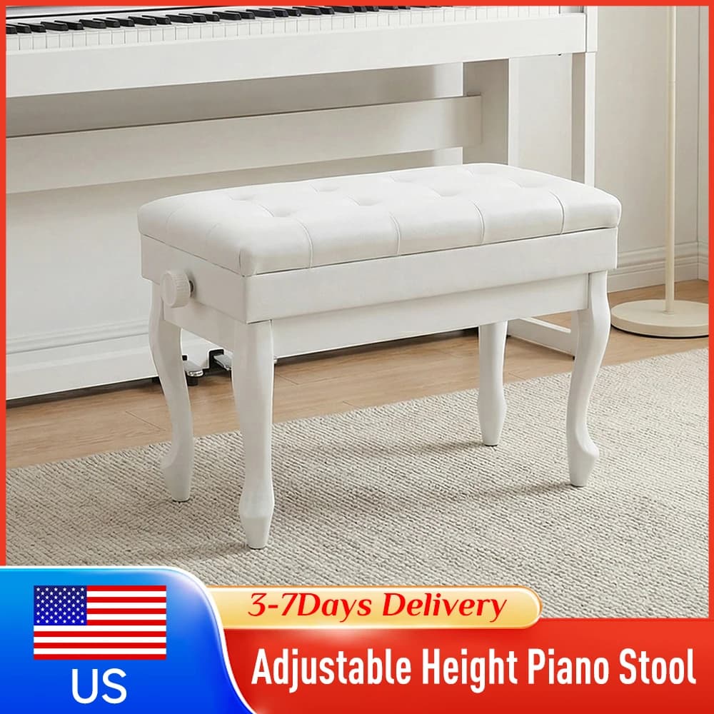 Adjustable Piano Stool with Vano Portaoggetti, Sitting Ergonomics Padded, Multifunctional bench Adjustable in Height, Gift for Lovers of Piano and Guzheng