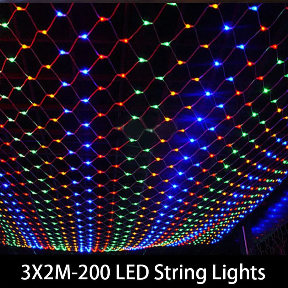 1.5MX1.5M 2x3M Ghirlande LED String Luci nette di Natale Fata Festa di Natale Giardino esterno Decorazione di nozze Decorazione della tenda della casa