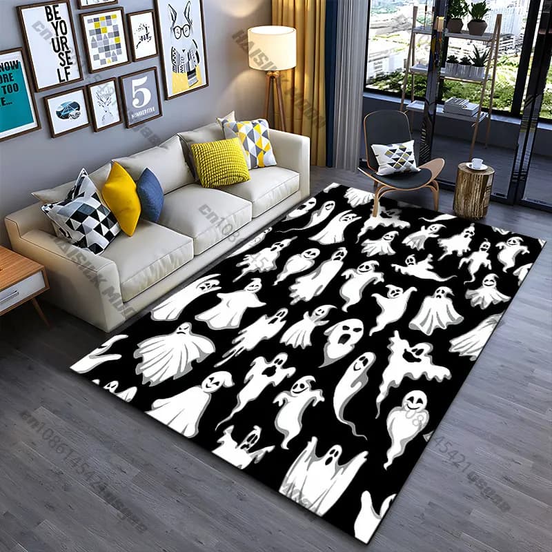 Spooky ghost-themed illustrated design carpet Yoga living room room decor children's crawling mat doormat area rug