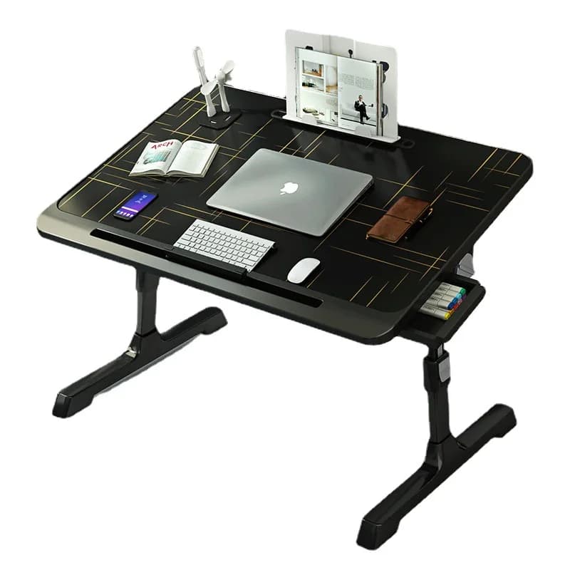 Height Adjustable Folding Bed Desk Laptop Stand Portable Study Table for Home Office Dormitory Bedside Use