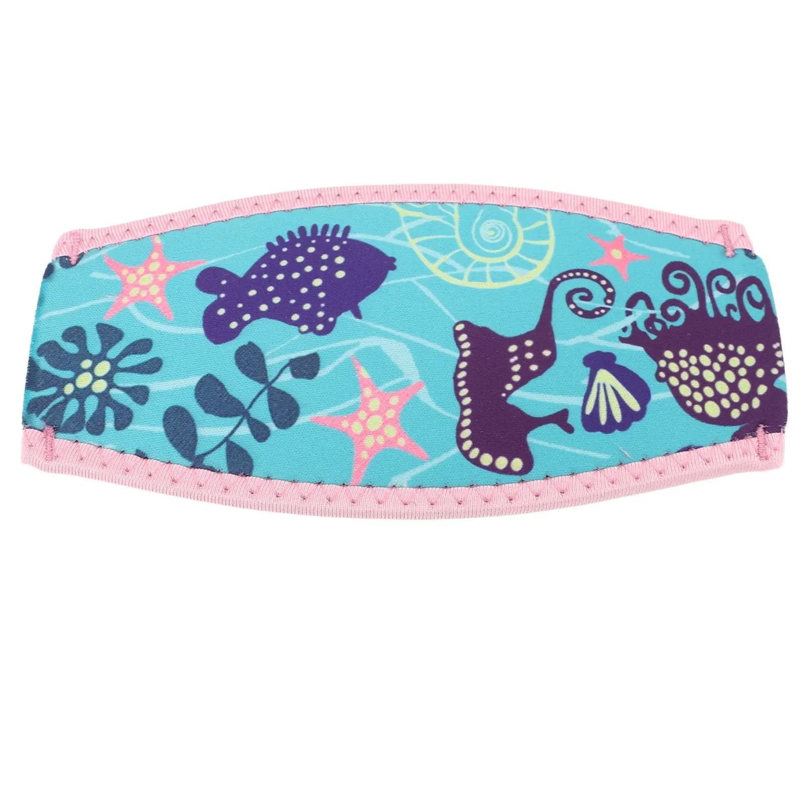 Diving Goggles Hair Protector Pink Border Green Background Neoprene Rubber 2 Layers Waterproof Dive Goggles Straps for Swimming