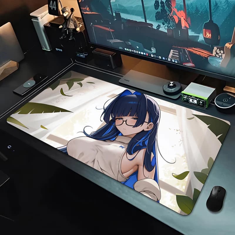 Tappetino per mouse grande Anime Time Travel Girl, tappetino da gioco antiscivolo con stampa HD per PC portatile, tappetino per tastiera