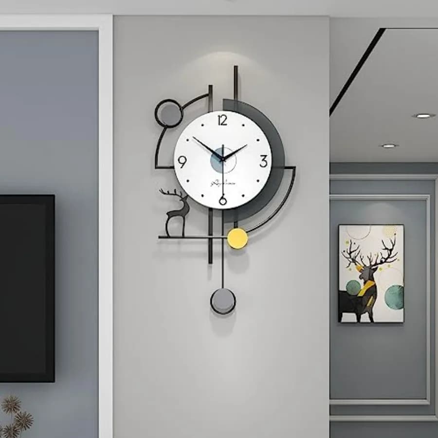 Grandi Orologi da Parete per Arredamento Soggiorno, Orologio a Pendolo Moderno Silenzioso al Quarzo a Batteria Senza Ticchettio per Camera da Letto e Cucina