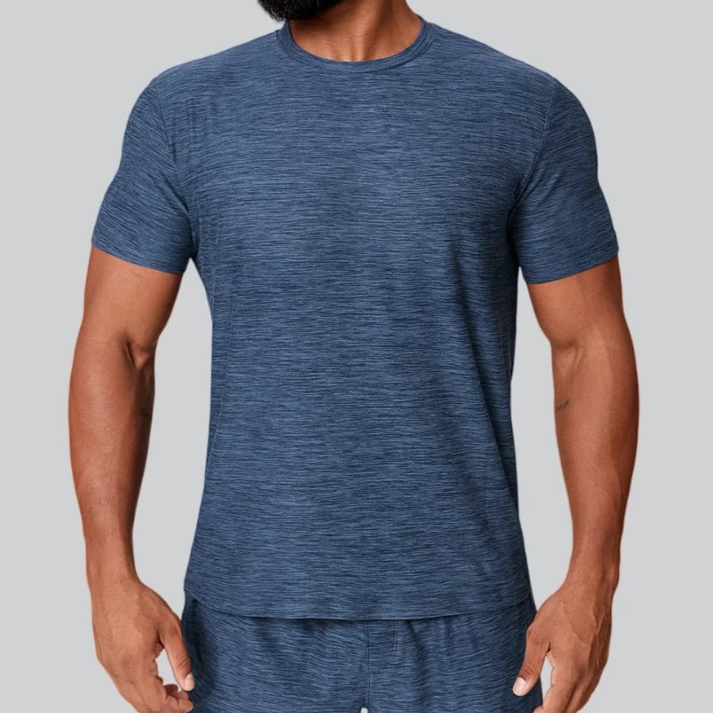 T-shirt sportiva da uomo estiva ad asciugatura rapida per fitness, palestra, corsa, allenamenti, top a maniche corte, casual da esterno, tinta unita