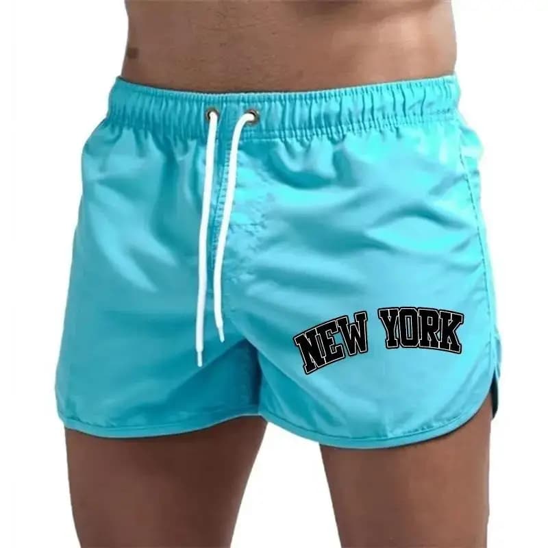 Men's Summer Swimming Shorts for Beach Gym and Surf Activities Quick-Drying Ventilated Casual Trunks with Drawstring Waist