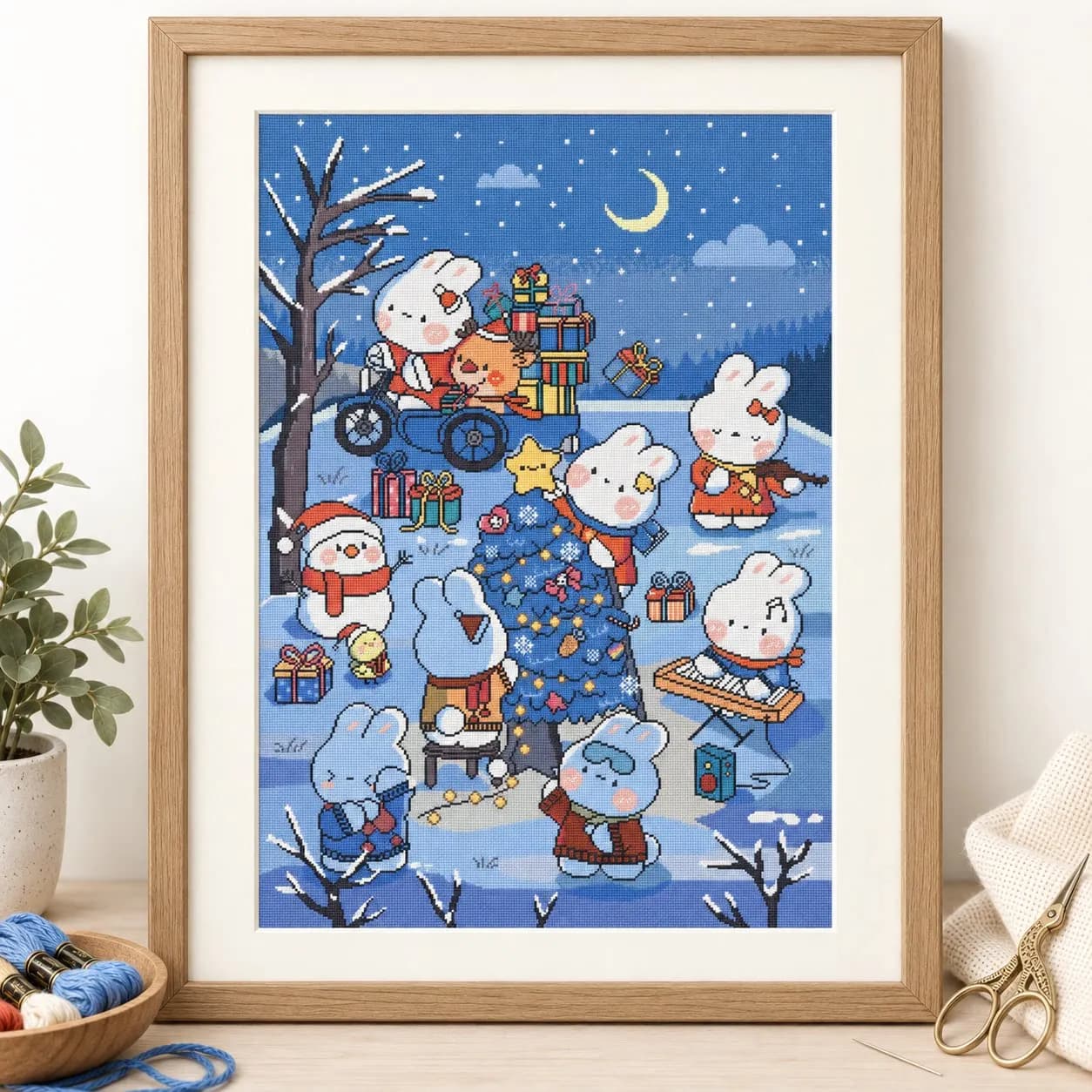 [ZZ1723-Christmas cute picture]DIY Stamped Cross Stitch Kit for Adults 11CT 14CT 16CT Printed Canvas Embroidery Craft Needlework